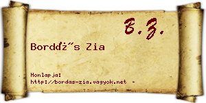 Bordás Zia névjegykártya